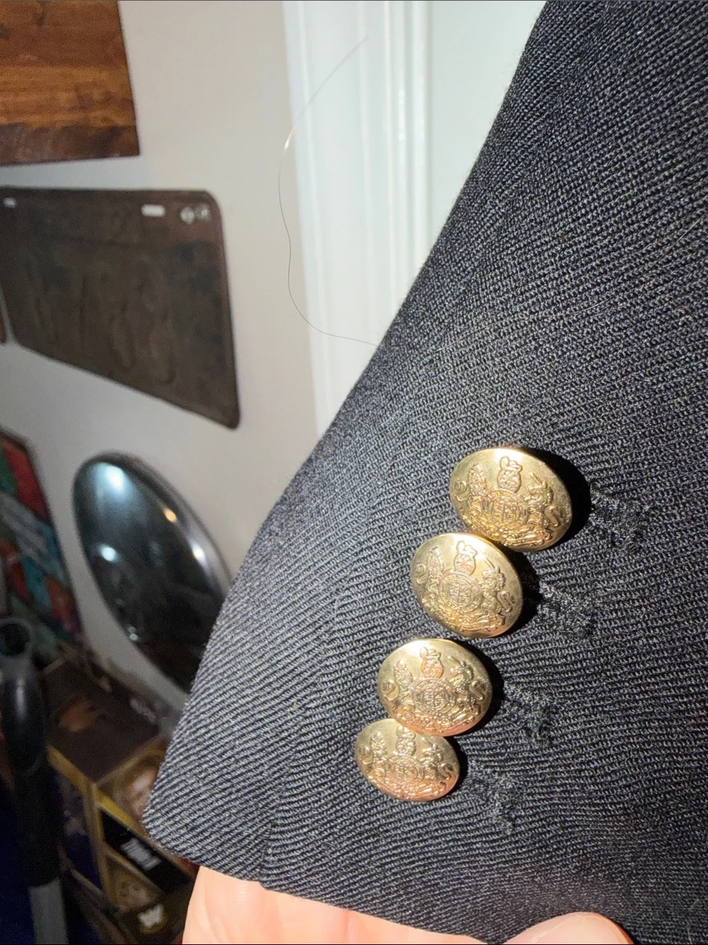 J. Crew Black Classic Wool-Blend Blazer with Gold Buttons. Schoolboy style